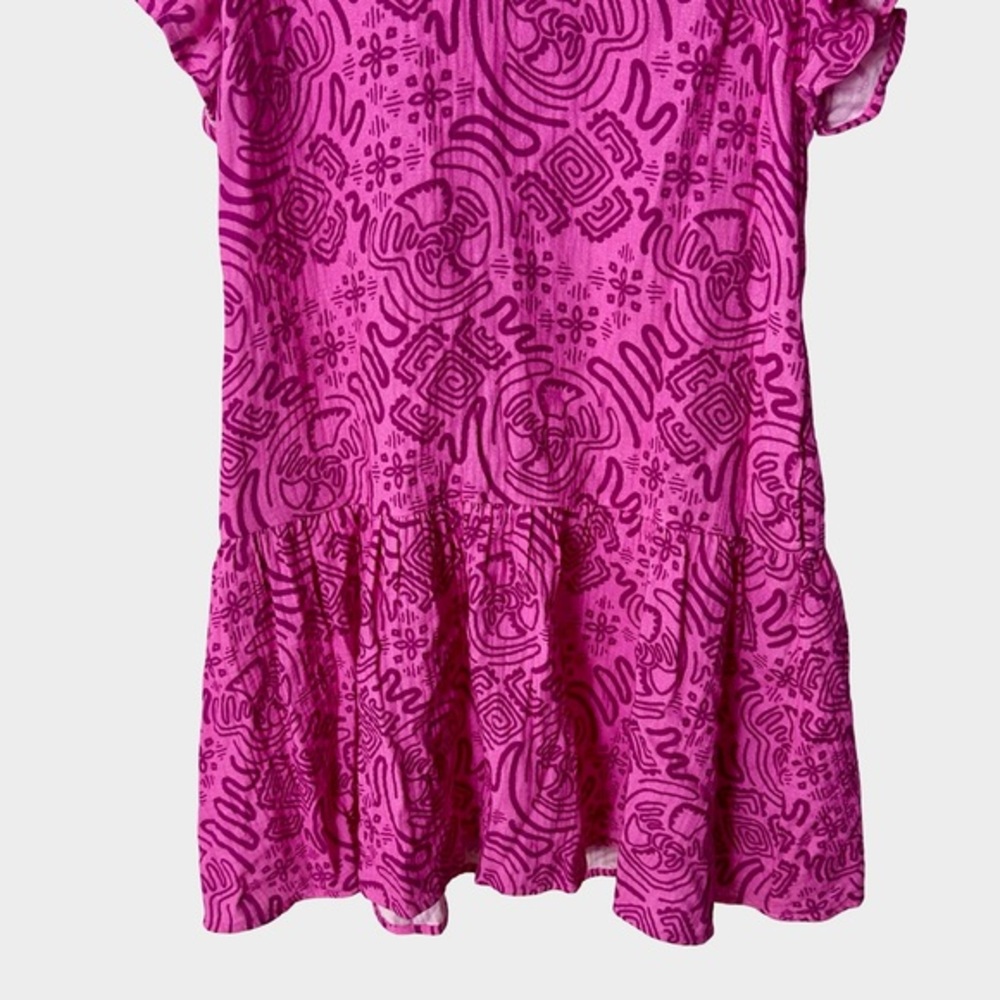 UNTUCKit Cotton Gauze Flutter Sleeve‎ Arya Dress XS Pink Geo Print Resort - Picture 5 of 12